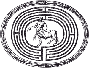 You know what I see in this symbol? The circle represents the gap between thoughts, the Grail. But a being, a "monster" one who can't reconcile himself with nature is blocking this portal, where normally the inexhaustible energies of eternity would come pouring through into your life. 